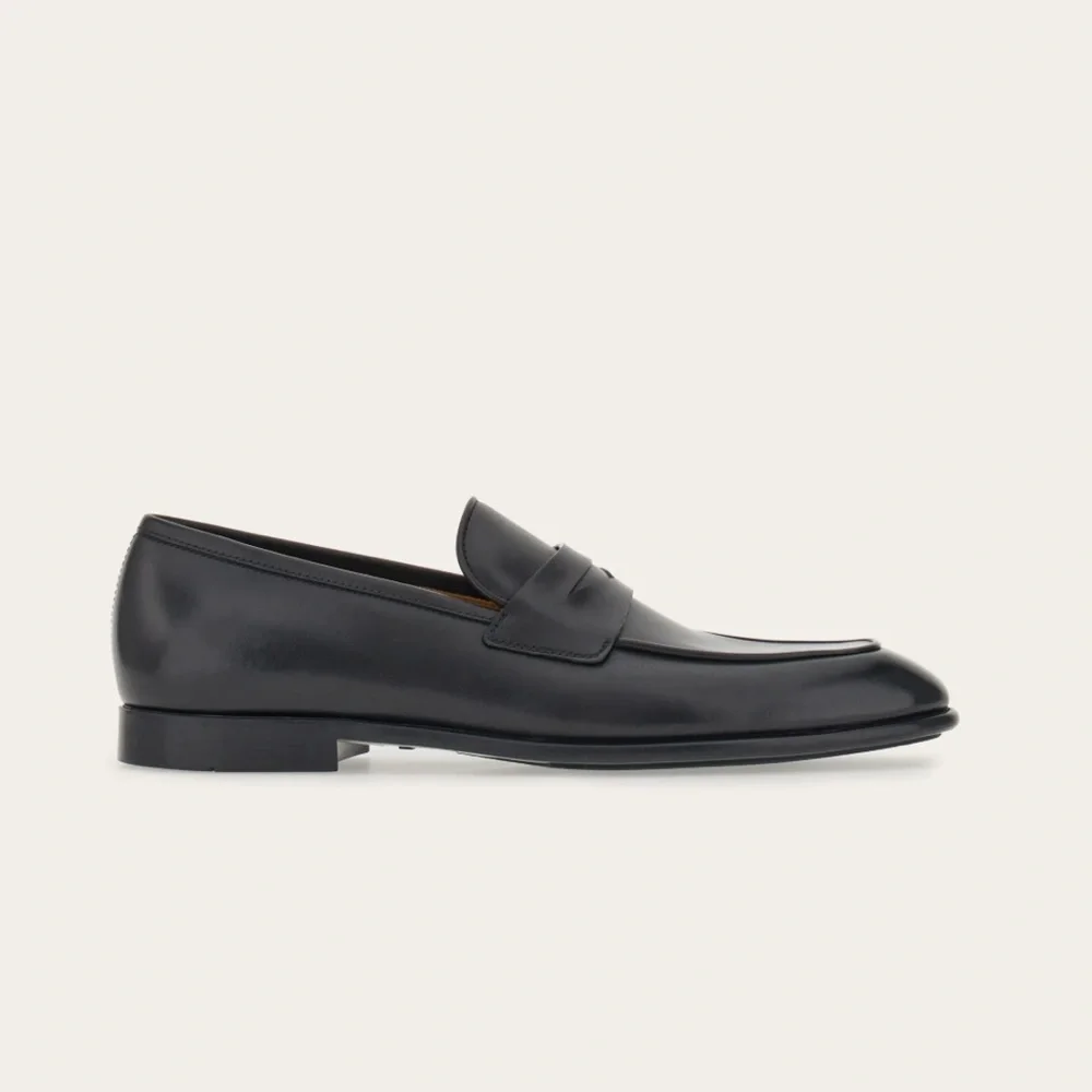 Salvator Ferragamo Penny Loafer Funes Men Black Leather Italy Almond Toe formal